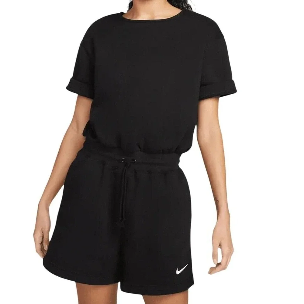 Nike Women's Phoenix Fleece Romper, Black, Small - Nike